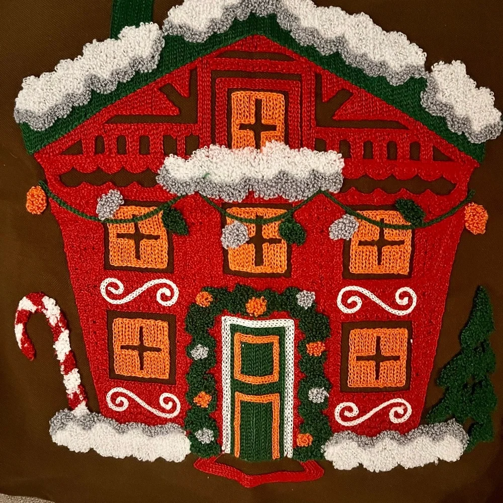 Ashle Home Deco Brown Embroidered Christmas Pillow Cover NO Pillow- just cover.